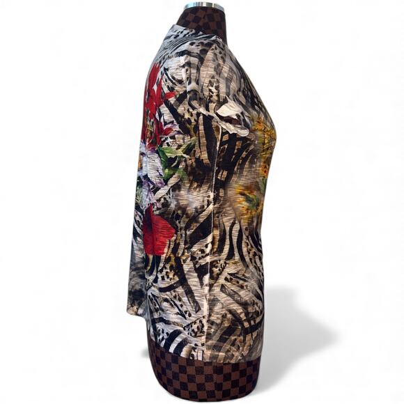 Vtg Y2K Cache Embellished Graphic Top Size Medium Rhinestone Animal Print AOP - Picture 3 of 10